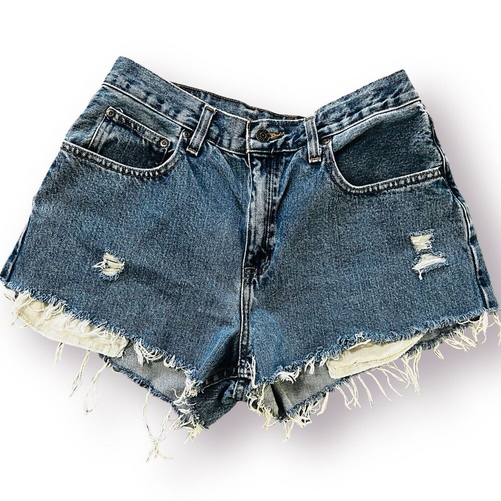 AriZona Cut Off Shorts 31” Waist Blue Medium Wash Booty Distressed 2” Inseam